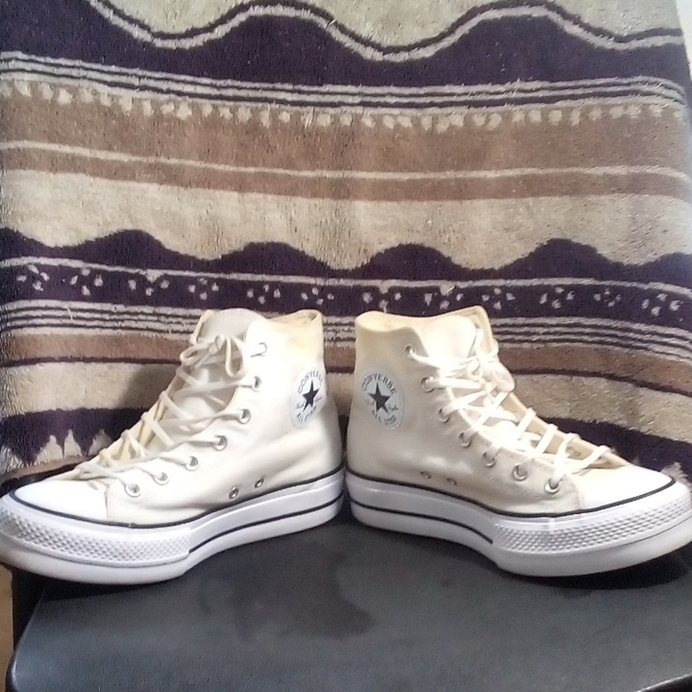 Converse High Top Sneakers in Cream Canvas
